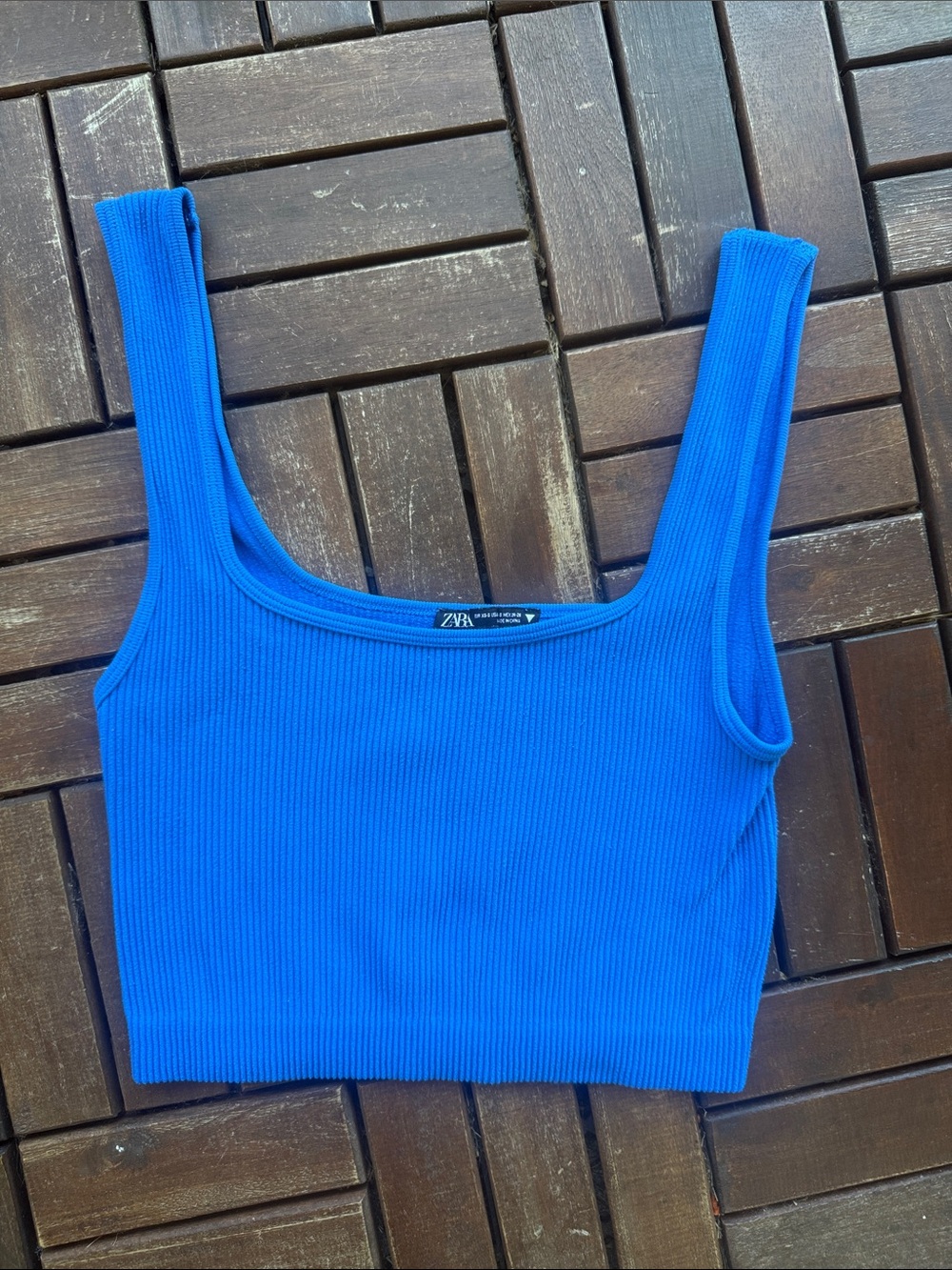 ✨EUC✨ Zara Vibrant Blue Ribbed Crop Top
